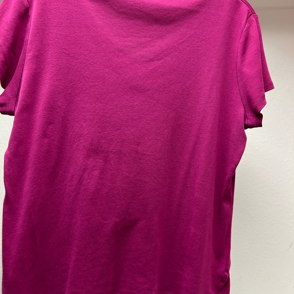 Talbots Women's Fuchsia V Neck Short Sleeve Tee - Picture 5 of 5